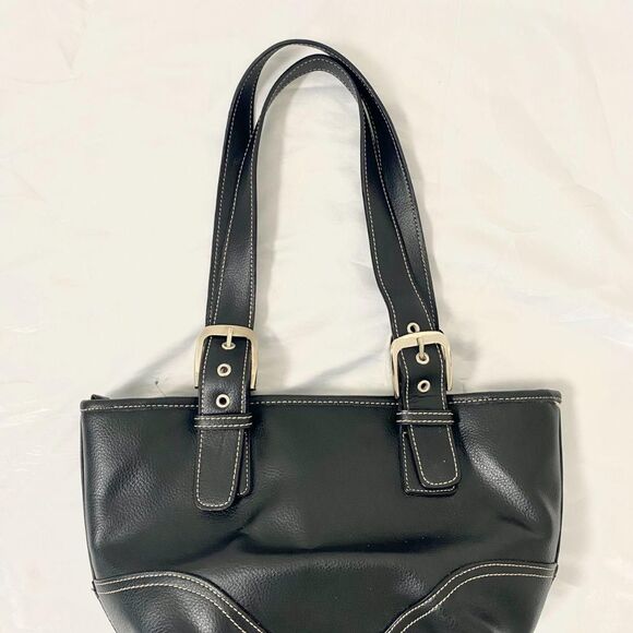 American Vintage Early 2000's Faux Leather Chunky Slouchy Black Shoulder Bag - Picture 3 of 5